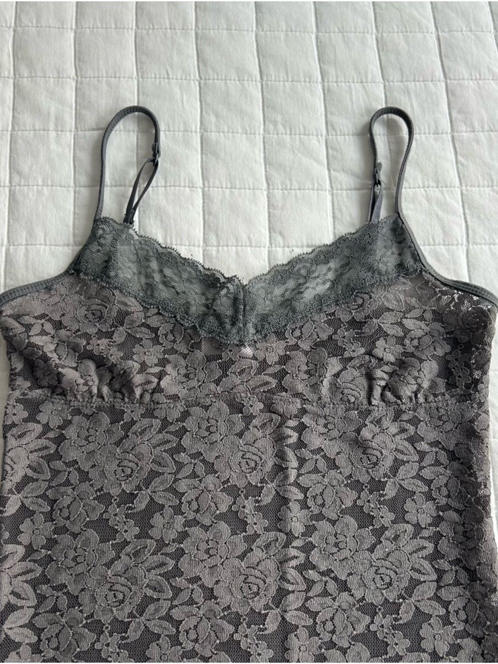 Aeropostale Gray Lace Sheer Cami with Spaghetti Straps
